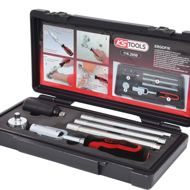KS TOOLS Waschtisch-Montage-Satz, 6-tlg ( 116.2050 ) - Toolbrothers