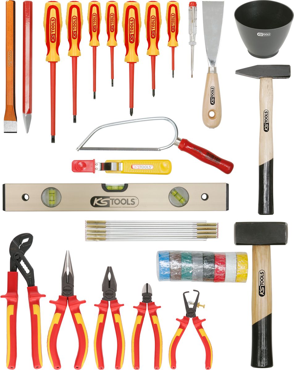 KS TOOLS Basic Elektriker-Werkzeugkoffer, Metallkiste, 30-tlg ( 117.0181 )