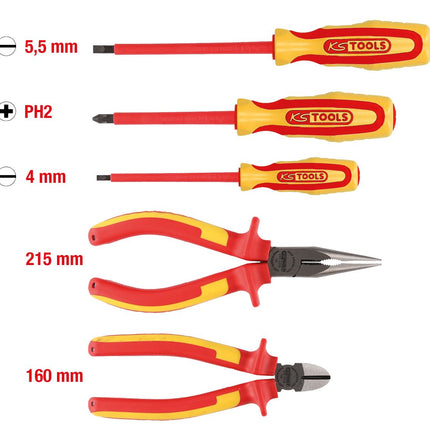 KS TOOLS ERGOTORQUE VDE Zangen- und Schraubendreher-Satz, 5-tlg Variante 1 ( 117.1170 ) - Toolbrothers