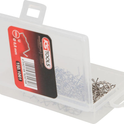 KS TOOLS Reparaturklammer abgewinkelte U-Form Ø 0,8 mm, 100 Stück ( 150.1061 ) - Toolbrothers