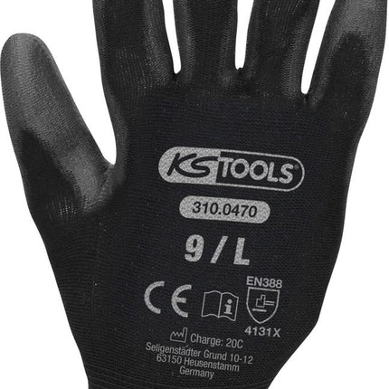 KS TOOLS Mikro-Feinstrickhandschuhe-schwarz, 9, 12 Paar ( 310.0470 ) - Toolbrothers