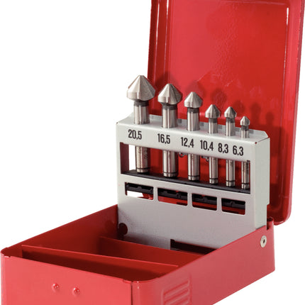 KS TOOLS HSS Co 5 Kegel-Entgratsenker-Satz, Stahlblechkassette 6-tlg ( 336.0416 ) - Toolbrothers