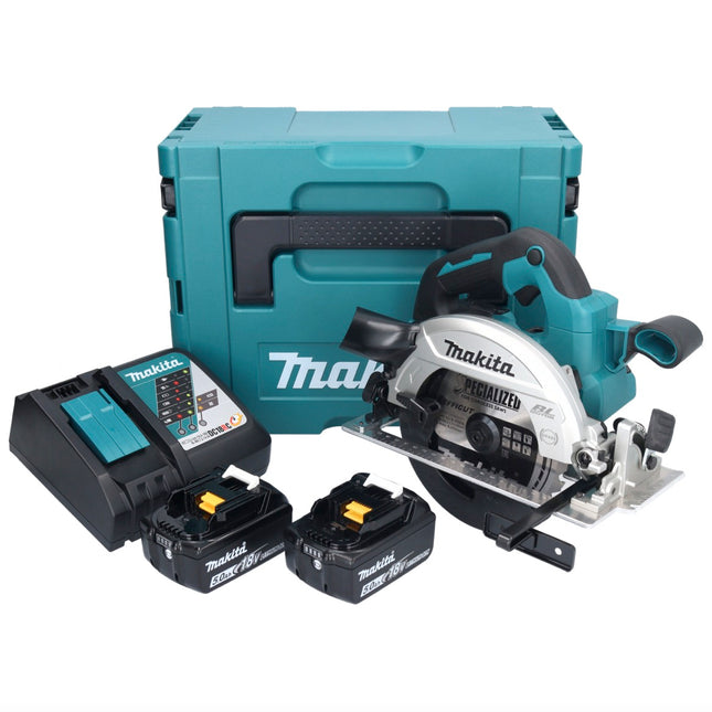 Makita DHS 661 RTJ Akku Handkreissäge 18 V 165 mm Brushless + 2x Akku 5,0 Ah + Ladegerät + Makpac - Toolbrothers
