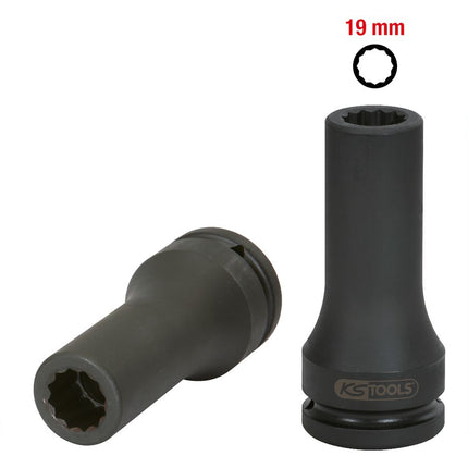 KS TOOLS 3/4" Kraft-Stecknuss Vielzahn, lang, 19mm ( 455.0011 ) - Toolbrothers