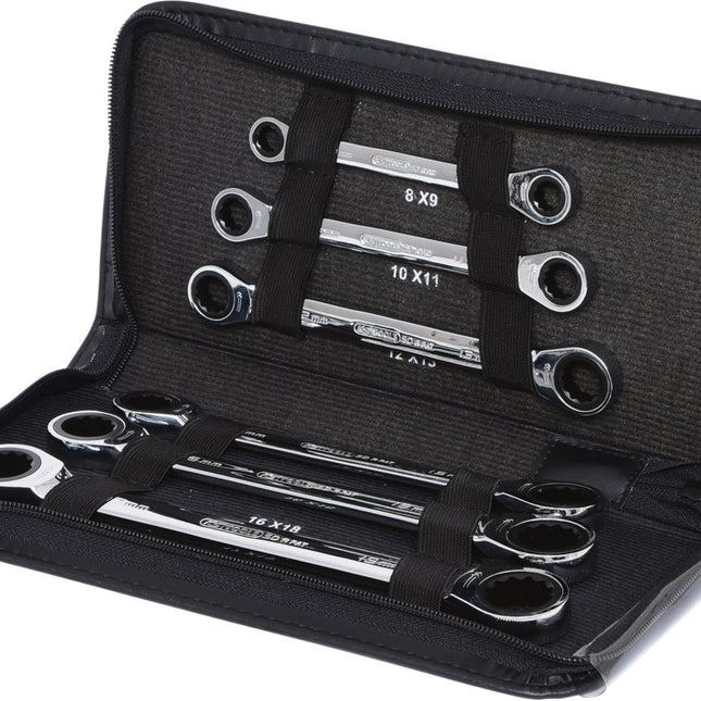 KS TOOLS GEARplus Doppel-Ratschenringschlüssel-Satz, 6-tlg Lederetui ( 503.4557 ) - Toolbrothers