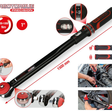 KS TOOLS 1" ERGOTORQUE®precyzyjny grzechotkowy klucz dynamometryczny z pokrętłem, 200-1000Nm ( 516.1495 )