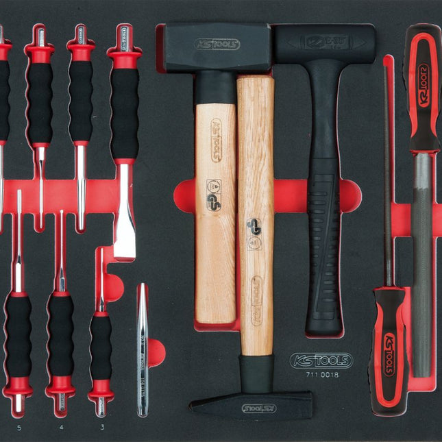 KS TOOLS SCS Feilen-, Meißel- und Hammer-Satz, 18-tlg in 1/1 Systemeinlage ( 711.0018 ) - Toolbrothers