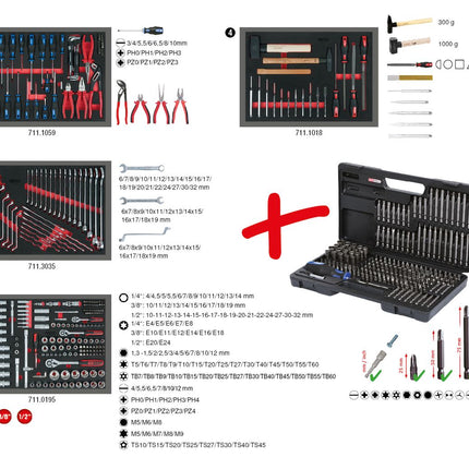 KS TOOLS Composition de 515 outils de qualité pour 4 tiroirs de servante ( 713.0515 )