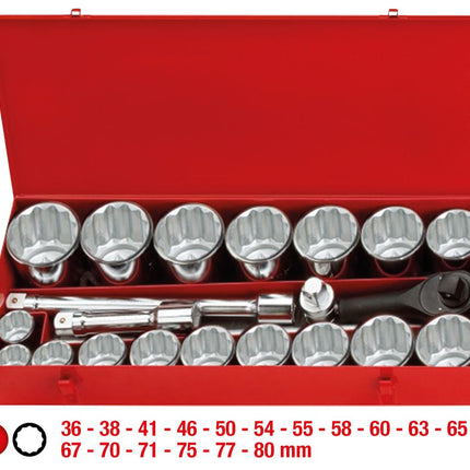 KS TOOLS 1" Steckschlüssel-Satz, 21-tlg ( 911.0824 ) - Toolbrothers