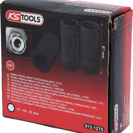 KS TOOLS 1/2" Spiral-Profil-Kraft-Stecknuss-Satz, 3-tlg,17-21mm ( 913.1270 ) - Toolbrothers