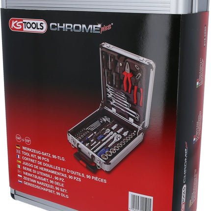 KS TOOLS 1/4"+1/2" CHROMEplus Werkzeug-Satz, 90-tlg ( 918.0690 ) - Toolbrothers
