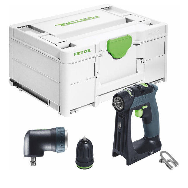 Festool CXS 18-Basic Akku Bohrschrauber 18 V 40 Nm Brushless + Winkelvorsatz + Systainer - ohne Akku, ohne Ladegerät - Toolbrothers