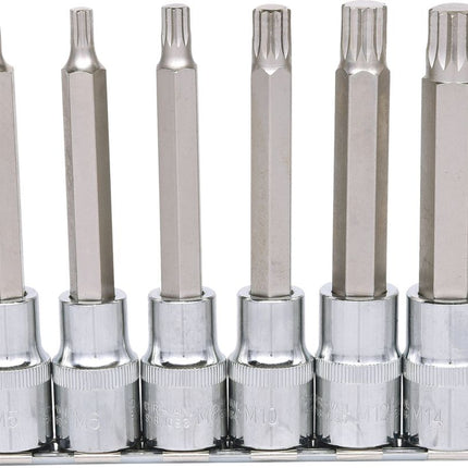KS TOOLS 1/2" CHROMEplus Bit-Stecknuss-Satz XZN, lang, 6-tlg M5-M14 ( 918.1358 ) - Toolbrothers