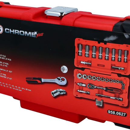 KS TOOLS 3/8" CHROMEplus Steckschlüssel-Satz, 27-tlg ( 958.0627 ) - Toolbrothers