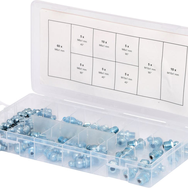 KS TOOLS Sortiment Schmiernippel, M6-8-10x1,0, 110-tlg ( 970.0030 ) - Toolbrothers