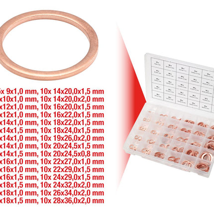 KS TOOLS Sortiment Kupfer-Dichtringe, 5-28, 300-tlg ( 970.0140 ) - Toolbrothers