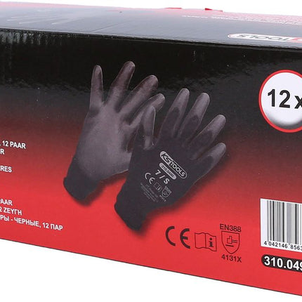 KS TOOLS Mikro-Feinstrickhandschuhe-schwarz, 7, 12 Paar ( 310.0490 ) - Toolbrothers