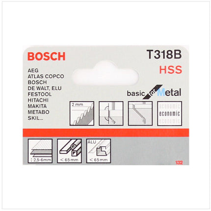 Bosch T 318 B Stichsägeblätter Basic for Metal 5 Stk. 132 mm ( 2608631404 ) - Toolbrothers