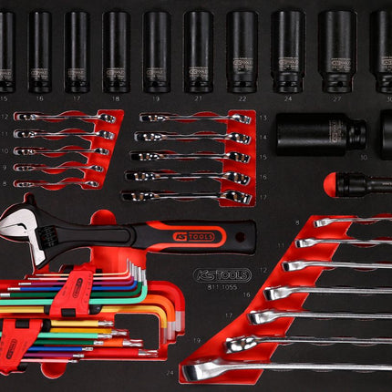 KS TOOLS Serie di chiavi per viti e chiavi a bussola nell'inserto in schiuma, 55 pz ( 811.1055 )