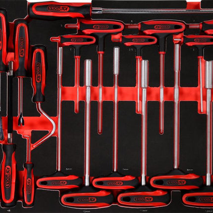 KS TOOLS T-Griff-Winkelstiftschlüssel- / und Feilen-Satz in Schaumstoffeinlage, 28-tlg ( 813.0028 ) - Toolbrothers