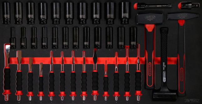 KS TOOLS Hammer- / Meißel- / und Kraft-Stecknuss-Satz in Schaumstoffeinlage, 40-tlg ( 813.0040 ) - Toolbrothers