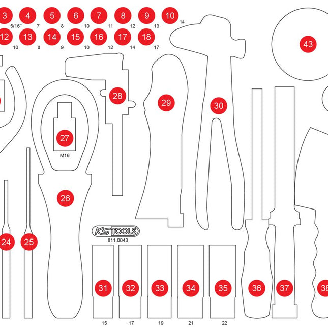 KS TOOLS Leere Schaumstoffeinlage zu 811.0043 ( 811.0043-97 ) - Toolbrothers