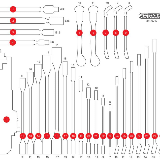 KS TOOLS Leere Schaumstoffeinlage zu 811.0049 ( 811.0049-97 ) - Toolbrothers