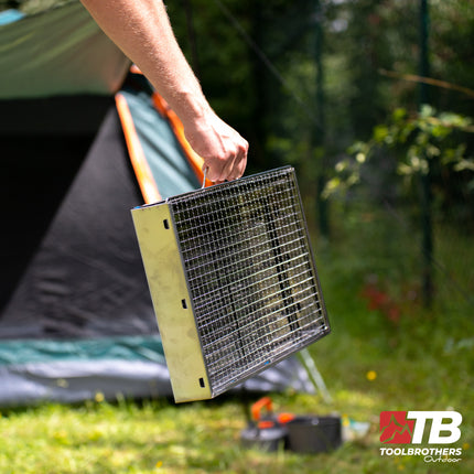 Toolbrothers Outdoor portable charcoal stainless steel barbecue for camping tool-free assembly 43 x 29 x 23 cm Silver Smoker BBQ Pit Grill