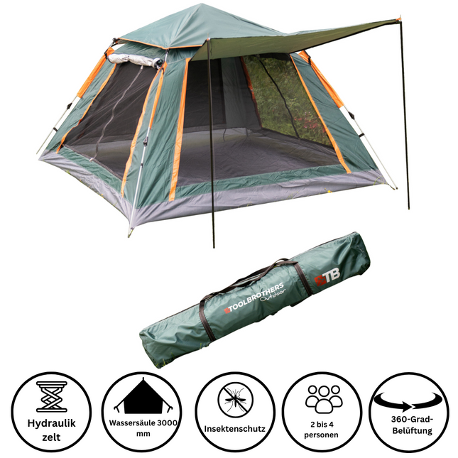 Toolbrothers Outdoor camping tent for 2-4 people Dome tent Hydraulic tent Waterproof, 2000-3000 mm water column
