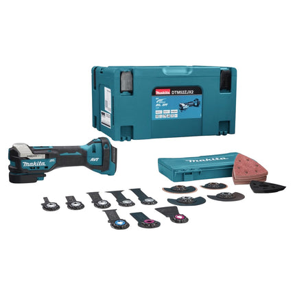 Makita DTM52ZJX2 Starlock Max Brushless 18V Cordless Utensile multifunzione + Set Makpac + Set accessori, 43 pezzi. - senza batteria, senza caricabatterie