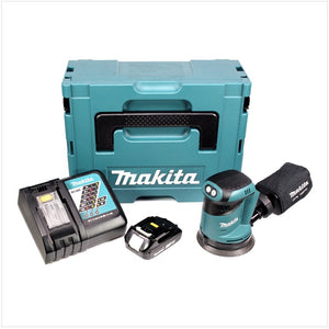 Makita DBO 180 RA1J Akku Exzenterschleifer 18 V 125 mm + 1x Akku 2,0 Ah + Ladegerät + Makpac