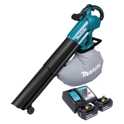 Soplador y aspirador de hojas sin escobillas Makita DUB 187 RF2 Cordless 18 V + 2 baterías de 3,0 Ah + cargador