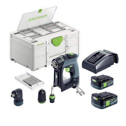 Festool CXS 12 2,5-Set Perceuse-visseuse sans fil 12 V 30 Nm Brushless ( 576865 ) + 2x batterie 2,5 Ah + chargeur + kit d'embouts + Systainer