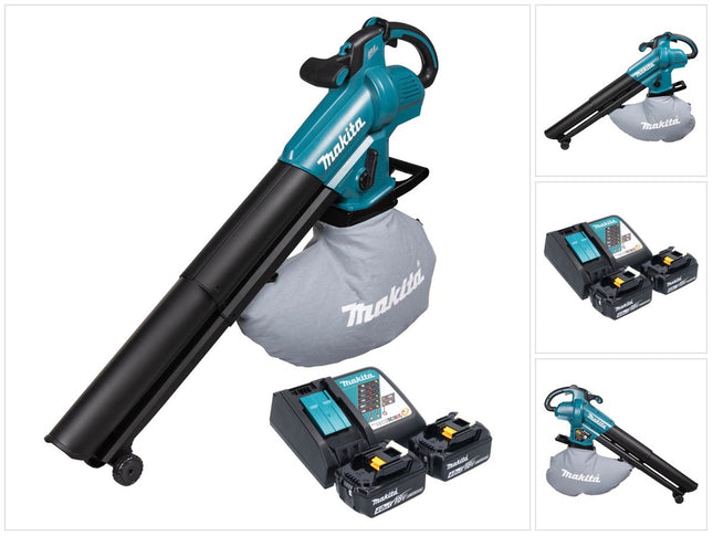 Makita DUB 187 RM2 Soplador y aspirador de hojas sin escobillas e inalámbrico de 18 V + 2 baterías de 4,0 Ah + cargador