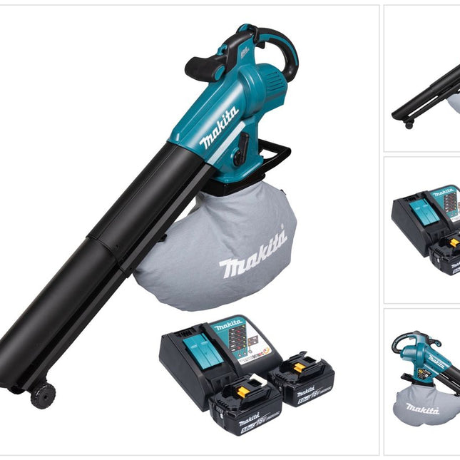 Makita DUB 187 RT2 Akku Laubbläser und Laubsauger 18 V Brushless + 2x Akku 5,0 Ah + Ladegerät