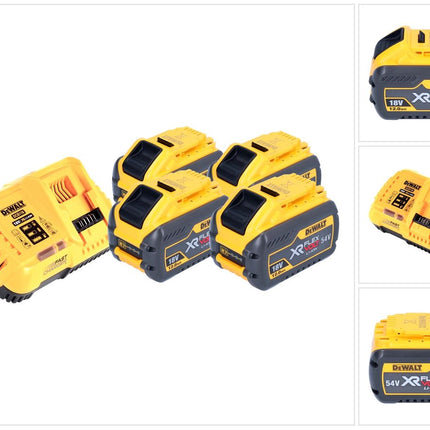 DeWalt DCB 118 Y4 Kit de inicio de batería 18 V / 54 V 4 baterías XR FLEXVOLT de 12 Ah + cargador