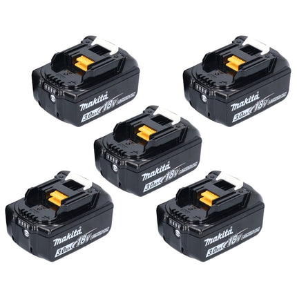 Kit di batterie Makita 5x BL 1830 B 18 V 3,0 Ah / 3000 mAh Li-Ion ( 5x 197599-5 ) con display LED - originale, non copiato