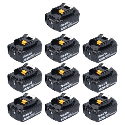 Makita battery set 10x BL 1830 B 18 V 3.0 Ah / 3000 mAh Li-Ion ( 10x 197599-5 ) with LED display - original, no replica