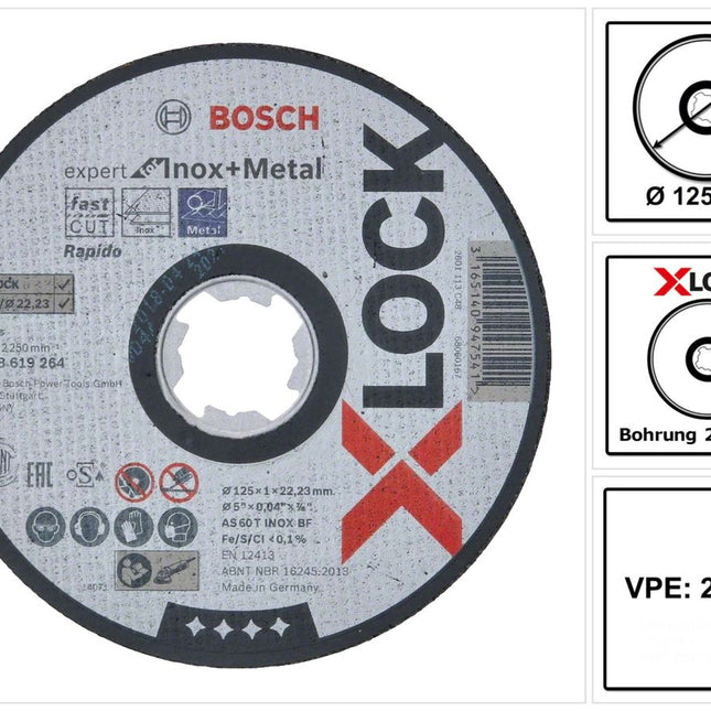 Bosch Expert for Inox &amp; Metal disco de corte X-LOCK 125 x 22,23 mm 25 piezas (25x 2608619264)