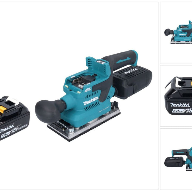 Makita DBO 382 T1 cordless orbital sander 18 V 93 x 185 mm brushless + 1x rechargeable battery 5.0 Ah - without charger