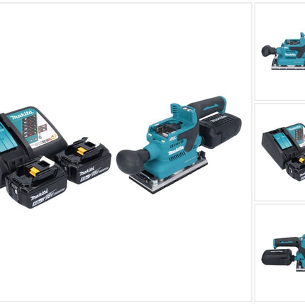 Makita DBO 382 RT levigatrice orbitale a batteria 18 V 93 x 185 mm brushless + 2x batteria ricaricabile 5,0 Ah + caricabatterie