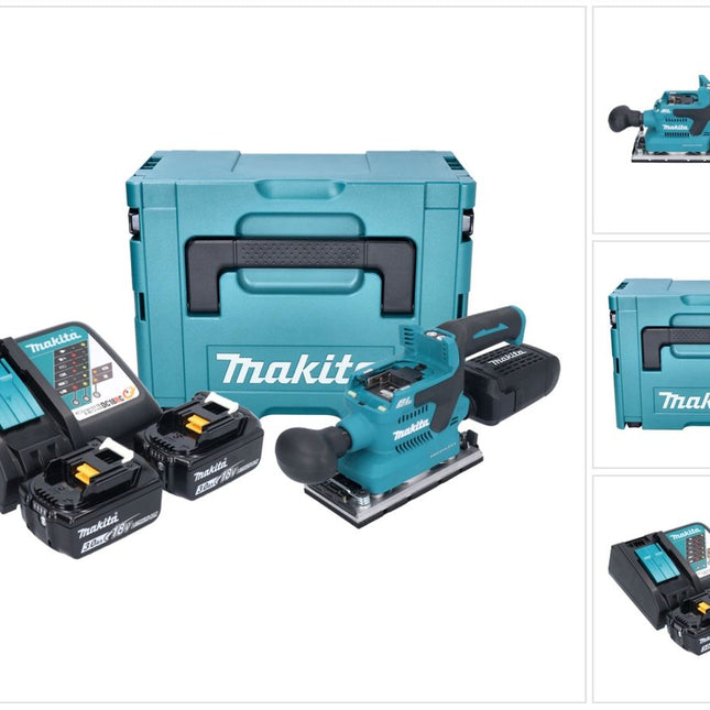 Makita DBO 382 RFJ cordless orbital sander 18 V 93 x 185 mm brushless + 2x rechargeable battery 3.0 Ah + charger + Makpac