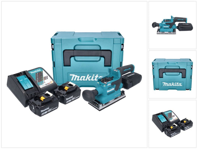 Makita DBO 382 RGJ akumulatorowa szlifierka oscylacyjna 18 V 93 x 185 mm bezszczotkowa + 2x akumulator 6,0 Ah + ładowarka + Makpac