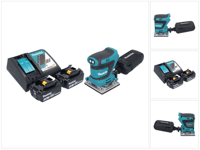 Makita DBO 484 RF cordless orbital sander 18 V 112 x 102 mm + 2x rechargeable battery 3.0 Ah + charger