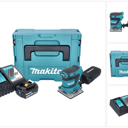 Makita DBO 484 RF1J cordless orbital sander 18 V 112 x 102 mm + 1x rechargeable battery 3.0 Ah + charger + Makpac
