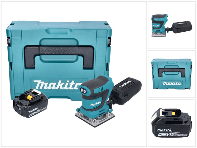 Makita DBO 484 M1J cordless orbital sander 18 V 112 x 102 mm + 1x rechargeable battery 4.0 Ah + Makpac - without charger