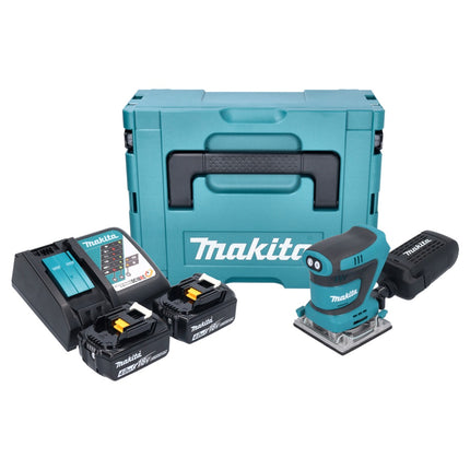 Makita DBO 484 RMJ Akku Schwingschleifer 18 V 112 x 102 mm + 2x Akku 4,0 Ah + Ladegerät + Makpac