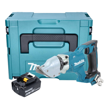Makita DJS 200 G1J tijeras de chapa sin cable 18 V 2,0 mm sin escobillas + 1x batería recargable 6,0 Ah + Makpac - sin cargador