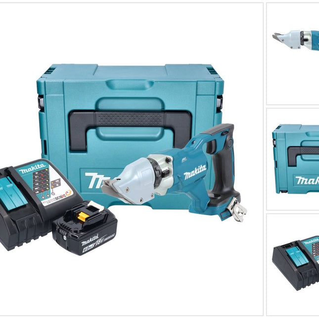 Makita DJS 200 RG1J Cisaille à tôle sans fil 18 V 2,0 mm Brushless + 1x batterie 6,0 Ah + chargeur + Makpac