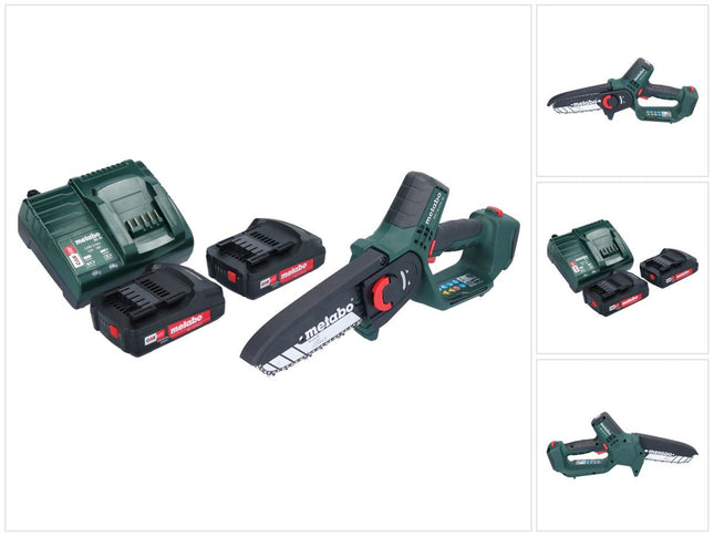 Metabo MS 18 LTX 15 Motosega a batteria 18 V 15 cm 5 m/s + 2x batteria 2,0 Ah + caricabatterie
